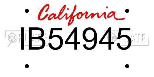 IB54945 California License Plate