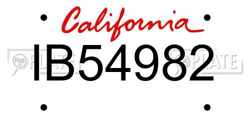 IB54982 California License Plate