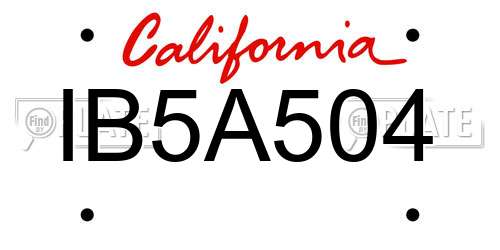 IB5A504 California License Plate