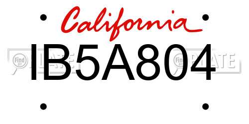 IB5A804 California License Plate