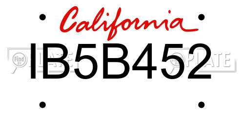 IB5B452 California License Plate