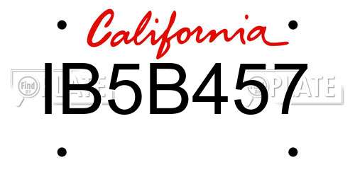 IB5B457 California License Plate