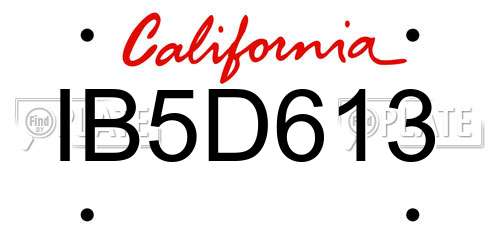 IB5D613 California License Plate