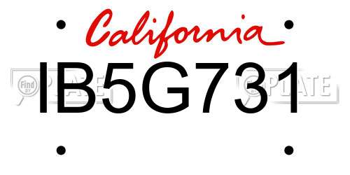 IB5G731 California License Plate
