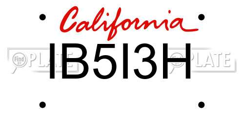 IB5I3H California License Plate