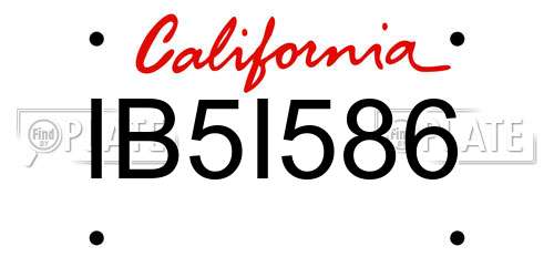 IB5I586 California License Plate