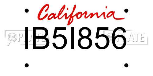 IB5I856 California License Plate