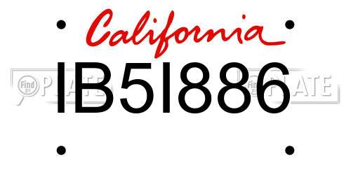 IB5I886 California License Plate