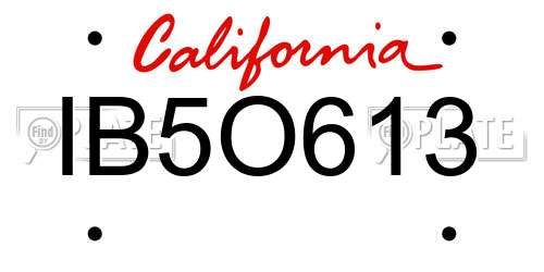 IB5O613 California License Plate