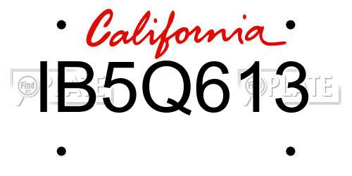 IB5Q613 California License Plate