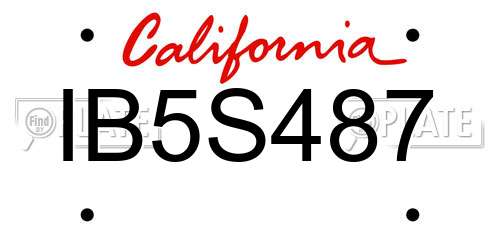 IB5S487 California License Plate