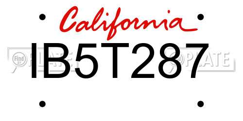 IB5T287 California License Plate