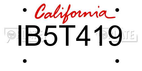 IB5T419 California License Plate