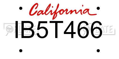 IB5T466 California License Plate
