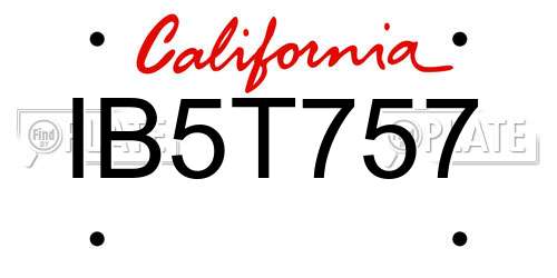 IB5T757 California License Plate