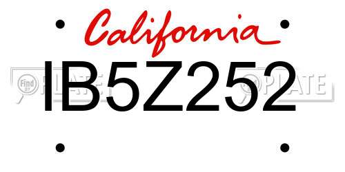 IB5Z252 California License Plate