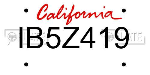 IB5Z419 California License Plate