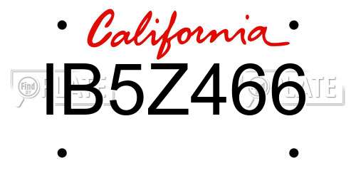 IB5Z466 California License Plate