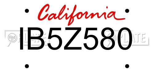 IB5Z580 California License Plate
