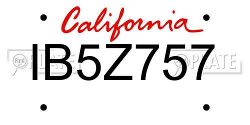 IB5Z757 California License Plate