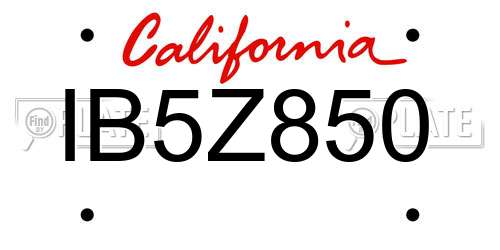 IB5Z850 California License Plate