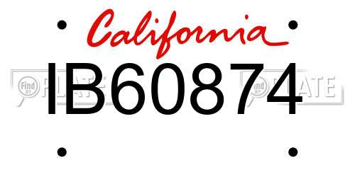 IB60874 California License Plate