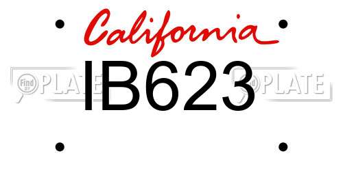 IB623 California License Plate