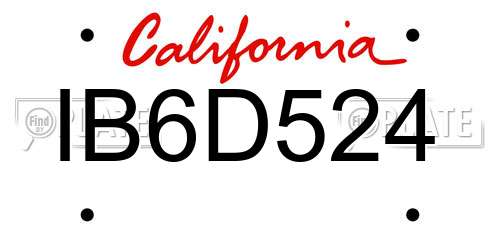 IB6D524 California License Plate