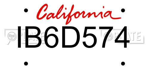 IB6D574 California License Plate
