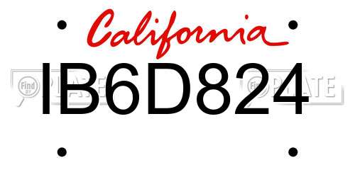 IB6D824 California License Plate