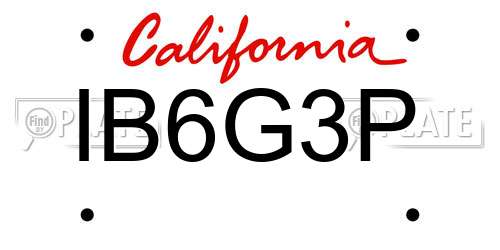 IB6G3P California License Plate