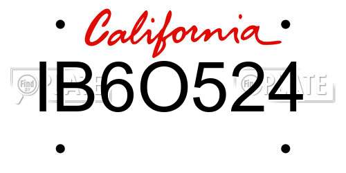 IB6O524 California License Plate