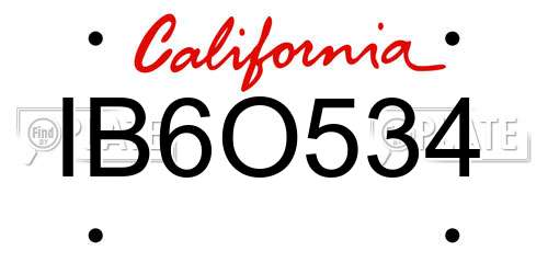 IB6O534 California License Plate