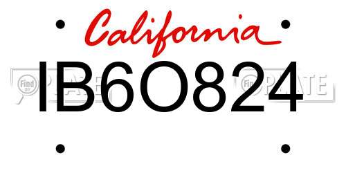 IB6O824 California License Plate
