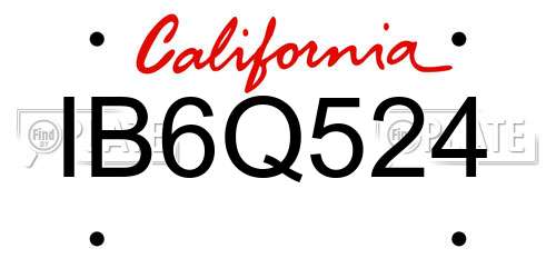 IB6Q524 California License Plate