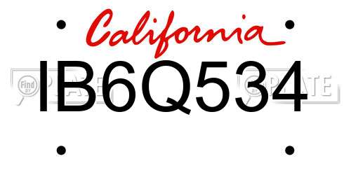 IB6Q534 California License Plate