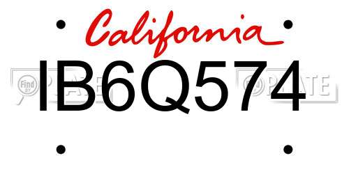 IB6Q574 California License Plate