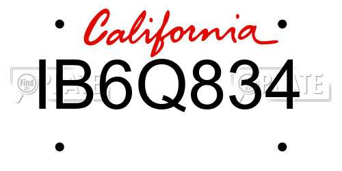 IB6Q834 California License Plate