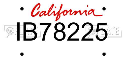 IB78225 California License Plate