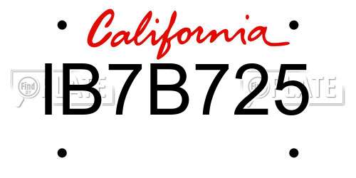 IB7B725 California License Plate