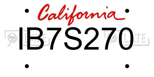 IB7S270 California License Plate