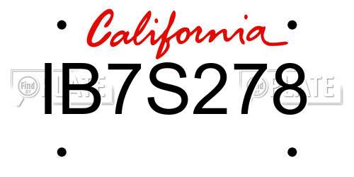 IB7S278 California License Plate