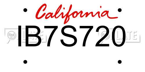 IB7S720 California License Plate