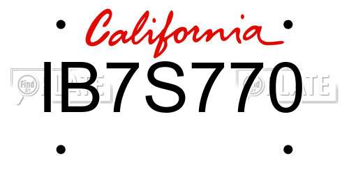 IB7S770 California License Plate