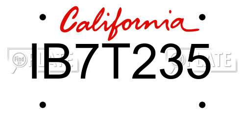 IB7T235 California License Plate