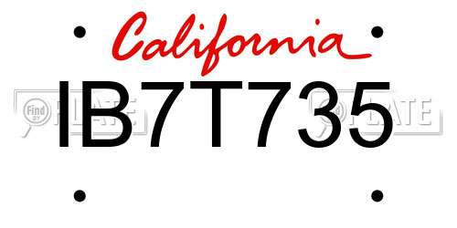 IB7T735 California License Plate