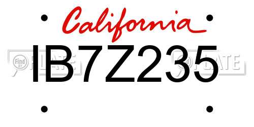 IB7Z235 California License Plate
