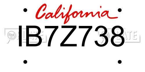 IB7Z738 California License Plate