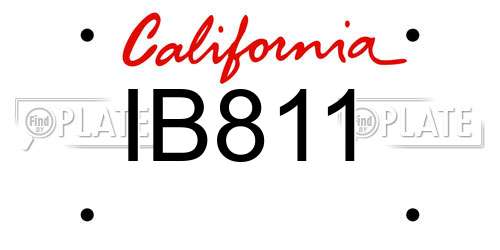 IB811 California License Plate