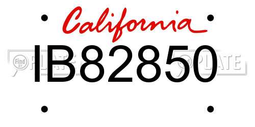 IB82850 California License Plate